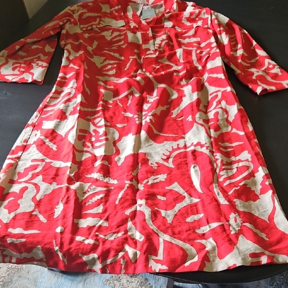 Red and Cream Patterned Dress - Picture 1 of 4